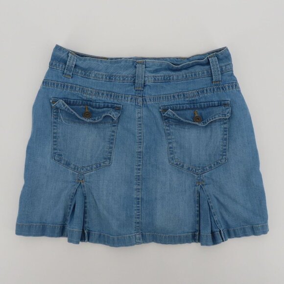 Gloria Vanderbilt Women 8 Blue Denim Jean Skort Skirt Built in Shorts Pockets - Picture 6 of 13